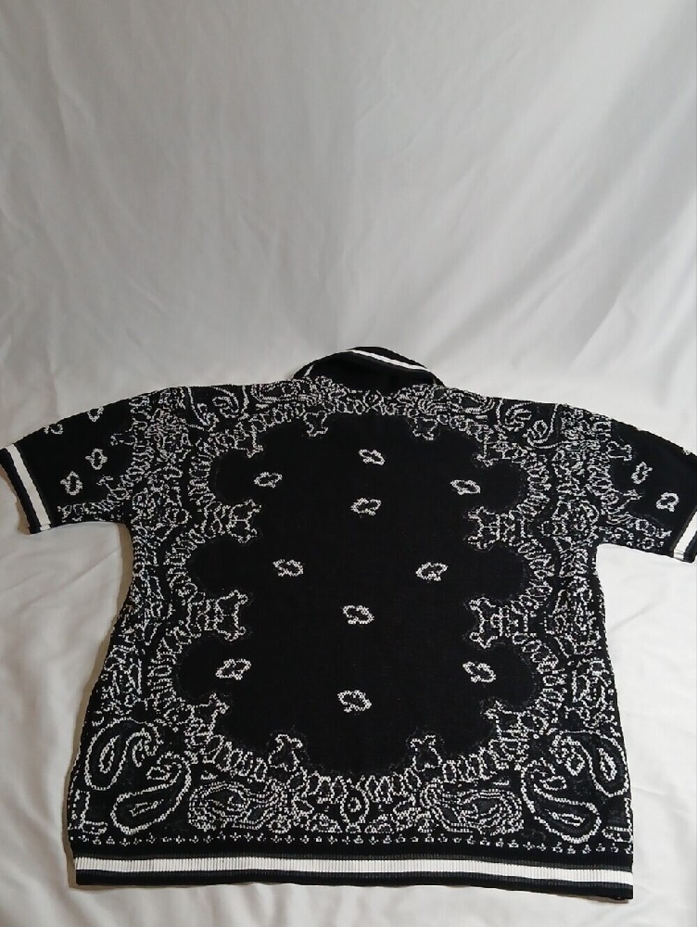 AMIRI Black & White Bandana-Print Polo - Picture 4 of 4